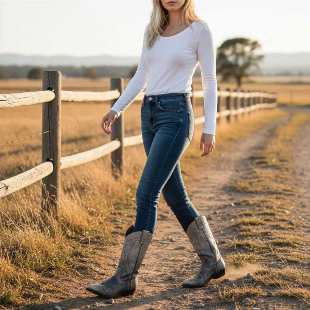 $499 Frye Billy Pull On Ombre Distressed Vintage Black White Western Cowboy Boot - Picture 4 of 13